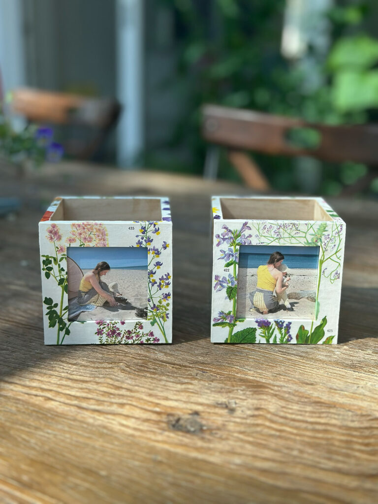 Æsker med decoupage fra gamle bøger
