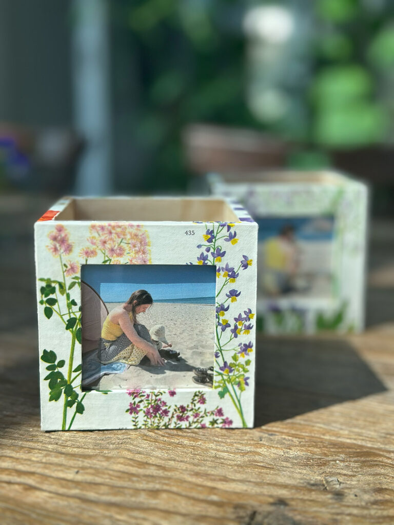 Æsker med decoupage fra gamle bøger